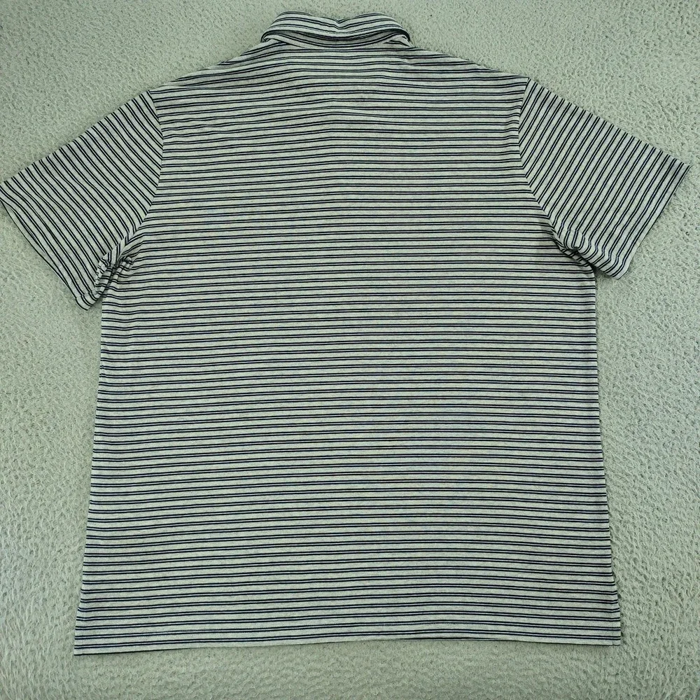 Polo Ralph Lauren Performance Polo Shirt Mens XL Gray Stripe Pocket Stretch